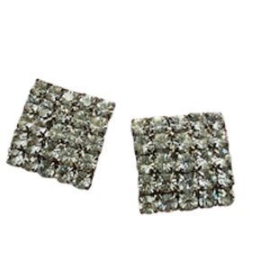 Rhinestone with Silver Tone Setting‎ Statement Earrings